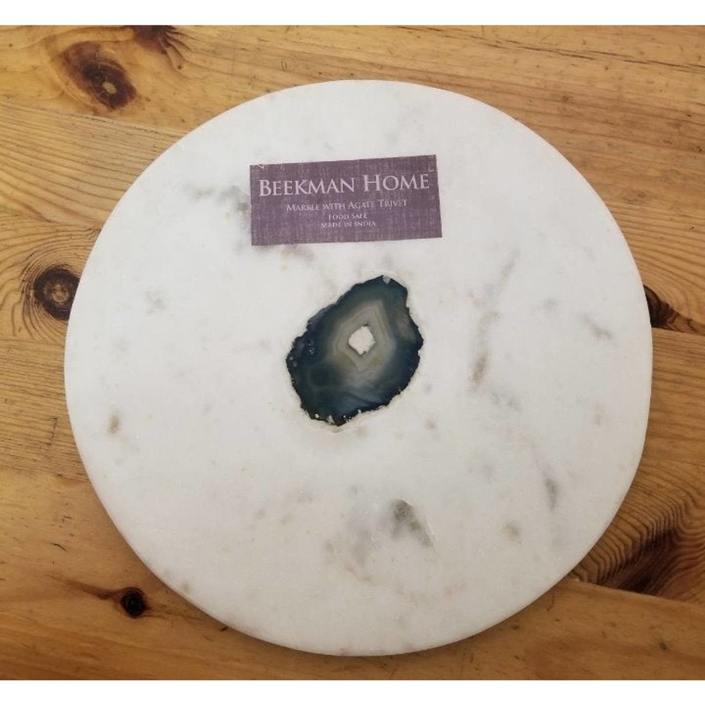 White Marble Agate Trivet Charcuterie Board Plate